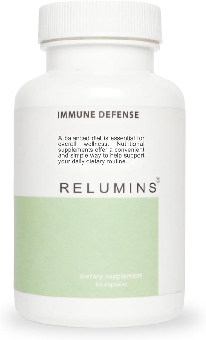 Relumins Immune Defense – Daily Nutrient Blend with Zinc Selenium Vitamin K1 Echinacea &amp Natural Extracts for Wellness Support – 60 Capsules