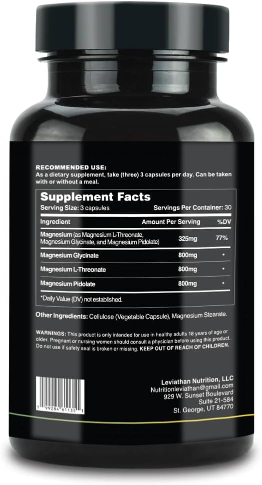 Leviathan Nutrition Full Spectrum Magnesium | with Magnesium L-Threonate Pidolate and Glycinate