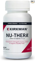 Kirkman Nu-Thera Without Vitamins A &amp D - Hypoallergenic || 300 Vegetarian Capsules || Multi Vitamin with Vitamin B-6