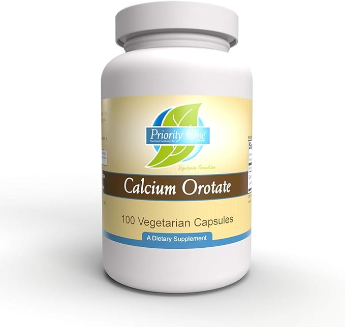 Priority One Vitamins - Calcium Orotate -100 Vegetarian Capsules - Calcium Supplementation for Strong Bones*