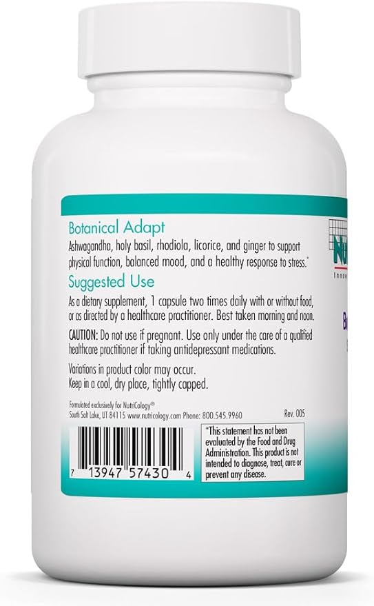 Allergy Research Group Nutricology Botanical Adapt - Stress Support Adaptogens Supplement HPA Ashwagandha Rhodiola and Holy Basil Cortisol Manager - 60 Count
