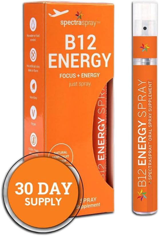 Spectraspray Vegan Vitamin B12 Oral Spray Vitamins - Daily Essential Vitamin with 500 mcg Methyl Form B12 30 Day Supply per Spray