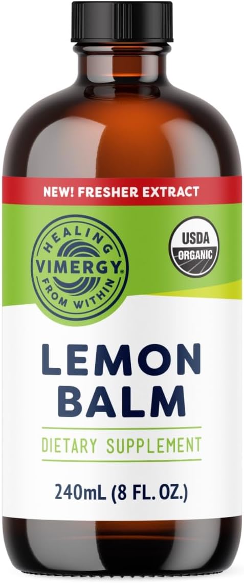 Vimergy USDA Organic Lemon Balm Tincture Herbal Supplement – Can be Used in Tea - Non-GMO Alcohol-Free – 240 mL (1 mL/Serving)