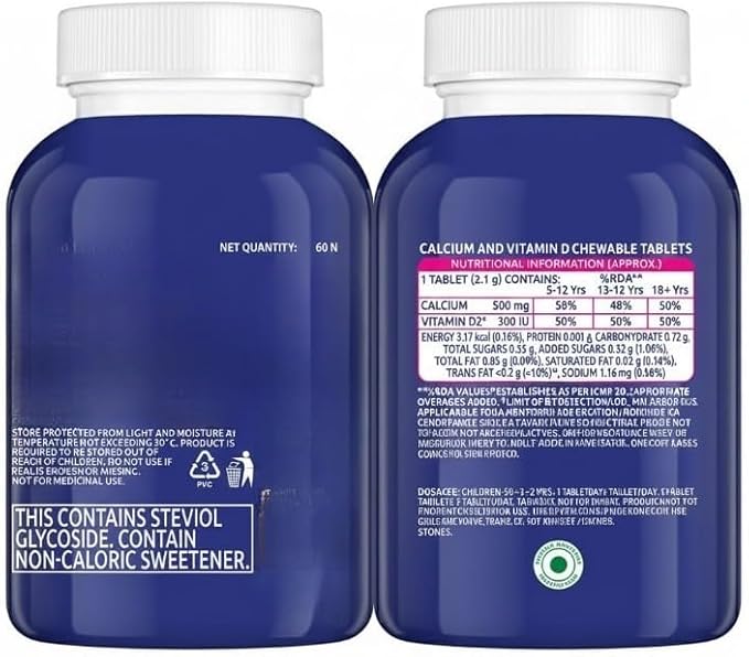Calcium Total Chewables (60s) | Vitamin D &amp Calcium (Veg) to Support Strong Joints &amp Muscles | Leading Calcium Supplement