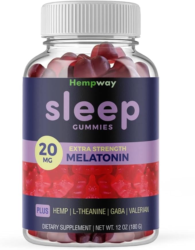 Melatonin 20mg | May Help Falling Asleep Faster &amp Staying Asleep Longer | with Hemp GABA Valerian Lemon Balm Melatonin | Sugar-Free Vegan 60 Gummies