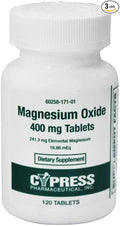 Magnesium Oxide 400 mg 120 Tablets Per Bottle (3 Bottles)