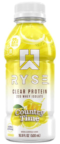 RYSE Clear Protein Shake - Country Time Lemonade - 100 Calories 22g Whey Isolate Protein Sugar-Free 0g Fat &amp Lactose-Free - Refreshing Ready-to-Drink Beverage - 16.9 fl oz Bottle (1-Pack)