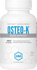 NBI Osteo-K Bone Support | Vitamin D &amp K Complex with Calcium Citrate Supplement | 45mg Vitamin K2 (MK4) for Strong Bone Health &amp Function | 180ct Veggie Capsules