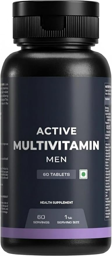 Active Multivitamin for Men - 60 Tablets | 25 Vital Vitamins &amp Minerals with Zinc Vitamin C D and B12 | Enhances Energy Stamina &amp Immunity