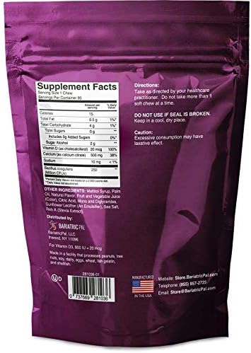 BariatricPal 30-Day Bariatric Vitamin Bundle (Multivitamin ONE 1 per Day! with 45mg Iron Capsule and Calcium Citrate Soft Chews 500mg with Probiotics - Wild Grape)