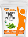 BulkSupplements.com Organic Pea Protein Powder - Plant Based &amp Vegan Protein Powder - Unflavored &amp Gluten Free 30g per Serving 500g (1.1 lbs) (Pack of 1)