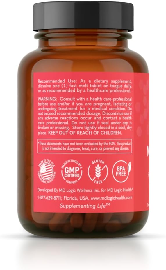 MD Logic Health Methyl-B12 5000 for Optimal Energy Levels* - 60 Fast Melt Tablets - 100% Vegan Product - Made in New York