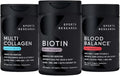 Sports Research® Healthy Hair Pack - Biotin 5000mcg with Organic Coconut Oil + Multi Collagen Pills Enhanced with Hyaluronic Acid &amp Vitamin C + Blood Balance Iron Supplement - 36 MG Iron + Folate