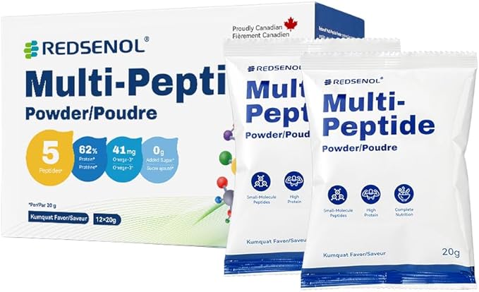 Multi-Peptide Powder 5 Small-Molecule Protein Peptides: Soy Ovalbumin Whey Sea Cucumber and Shiitake Peptides100% Absorption 62% Protein Omega 3 &amp6 Vitamins &amp Minerals (5 Boxes)