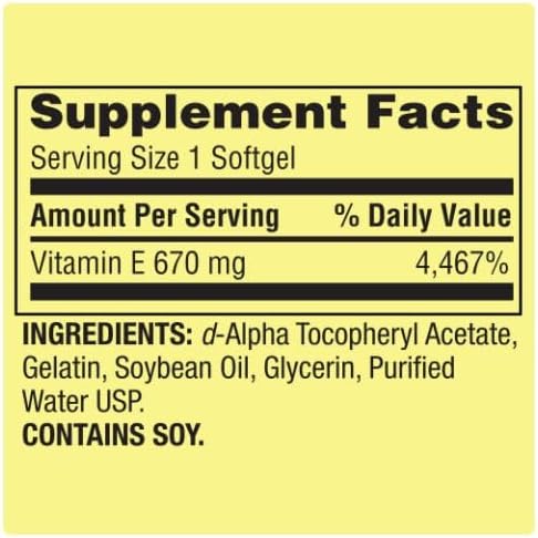 Extra Strength Vitamin E D-Alpha Softgels 670 mg (1000 IU) 60 Count