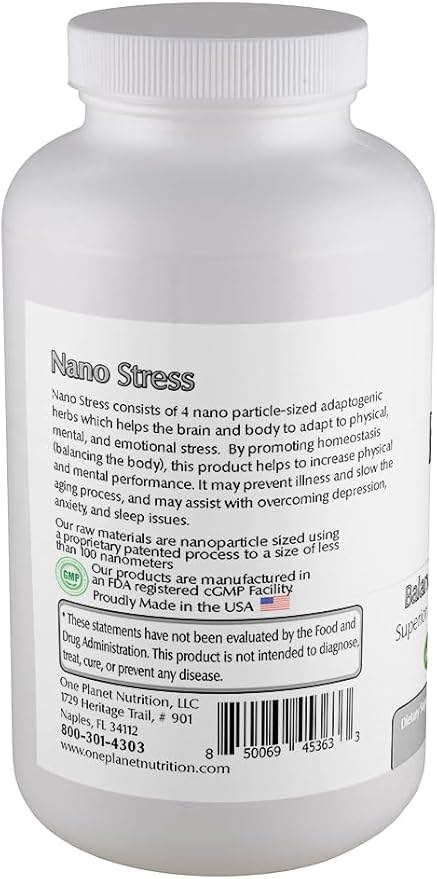 One Planet Nutrition Nano Stress 500 mg Veggie Capsules (120 Servings) Nano Adaptogenic Blend Vegan Non-GMO Gluten-Free