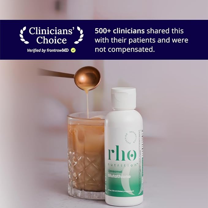 Rho Nutrition Liposomal Glutathione - Ultra High Absorption Liquid Glutathione Supplement - Supports Natural Detoxification Immune System Skin Health Mental Clarity &amp Overall Well-Being