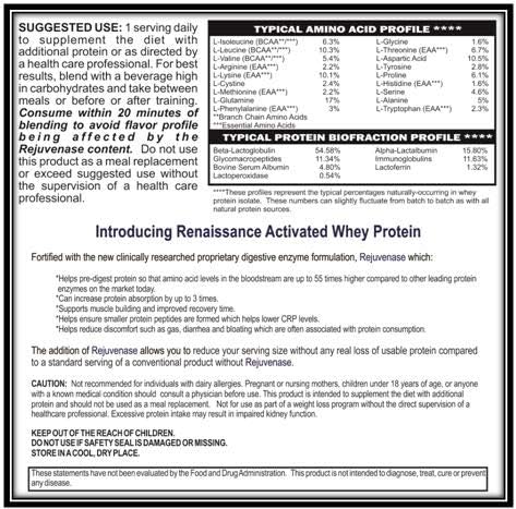 Renaissance Activated Whey Protein Powder Isolate with Digestive Enzymes - 372g - Chocolate Flavor