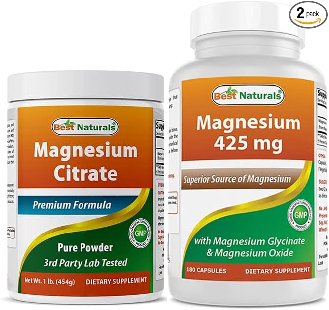 Magnesium Citrate Powder 1 Pound &amp Magnesium Glycinate 425 mg