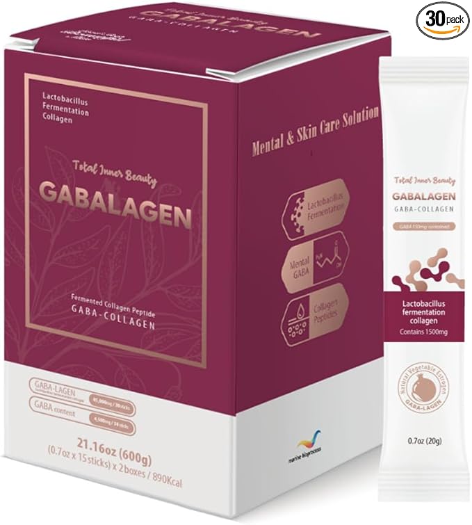 GABALAGEN Premium Collagen Supplement 1500mg Lactobacillus Fermented Sleep Support &amp Skin Health Pomegranate Flavor 30 Jelly Sticks