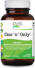 One n Only Whole Food Multivitamin by Pure Essence - Super Energetic Once a Day with Superfoods Minerals Enzymes Vitamin D D3 B12 Biotin - 30 Tablets