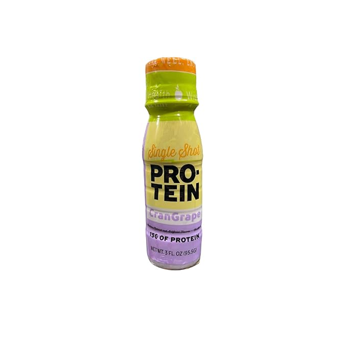 Nutmeg State Nutrition HealthyWise - Whey Protein &amp Collagen Shots 15g Protein Fat Free Sugar Free 3 Fl Oz Per Serving (Cran Grape 48 Pack)