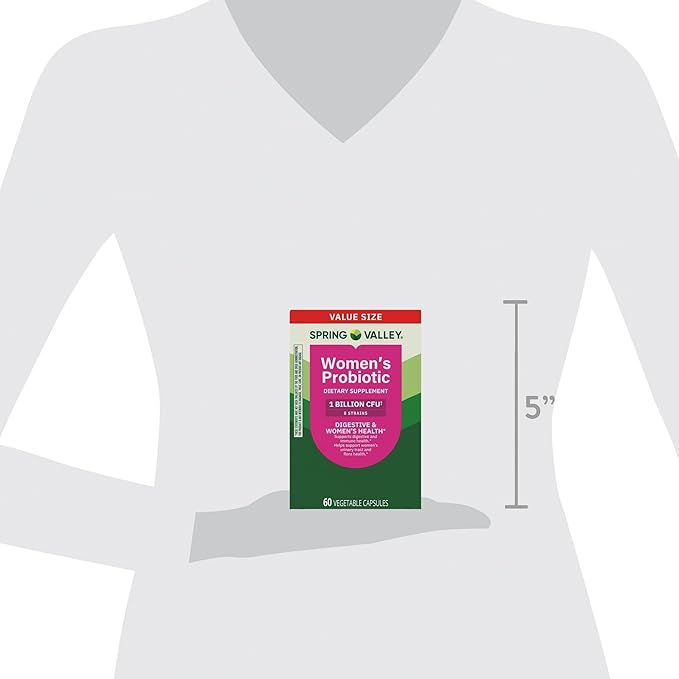 Probiotics for Women Capsules Dietary Supplement 1 Billion CFUs - Digestive Health by Spring Valley (60 Capsules - Pack of 1) - Set by Basket Goods