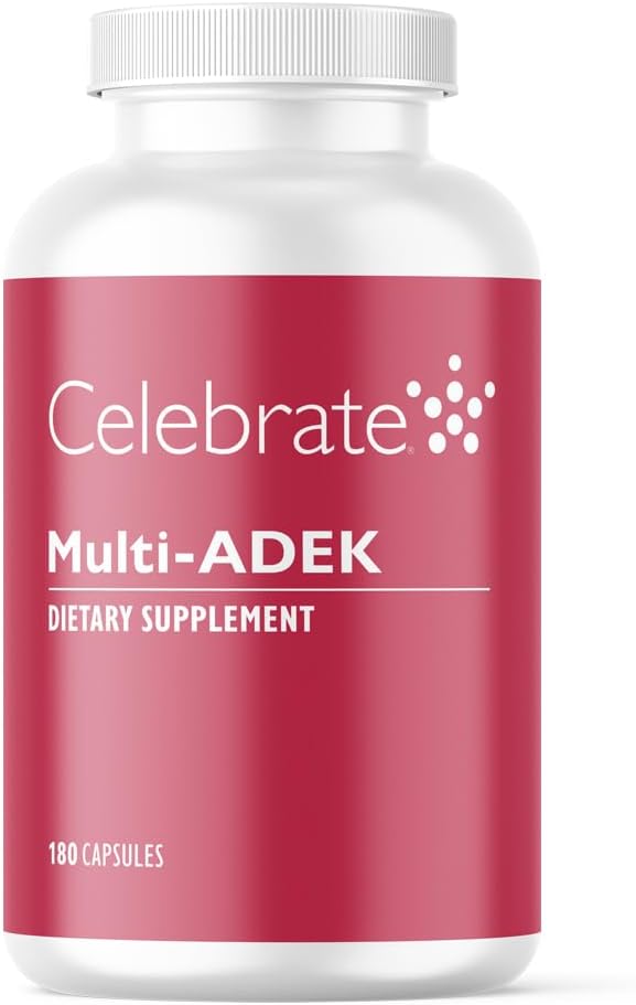 Celebrate Vitamins Multi ADEK Iron Free – Daily Bariatric Multivitamin High Level of Vitamins A D E K &amp B12 for Duodenal Switch Surgery Patients (180 Capsules)