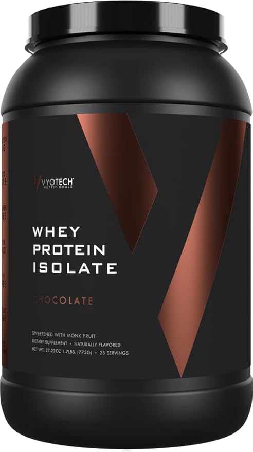 Vyotech Whey Protein Isolate | Naturally Sweetened with Monkfruit | 24g Protein | Zero Carb Sugar-Free Keto-Friendly Gluten-Free Soy-Free &amp Non-GMO | 25 Servings | 1.7 LBS | Chocolate Flavor