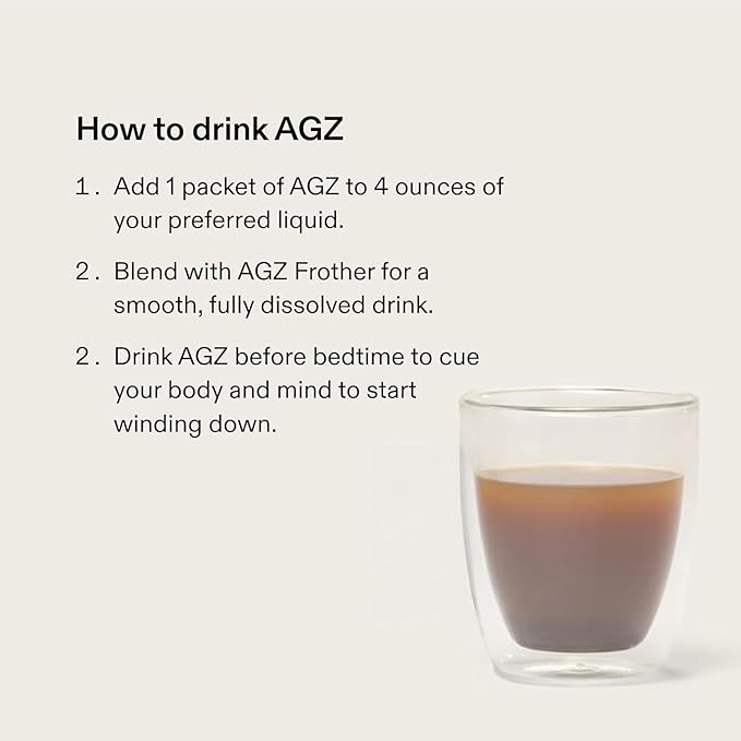 AG1 AGZ Sleep Drink – 30-Count Calming Sleep Aid Powder + Frother Melatonin-Free Nighttime Blend with Magnesium Ashwagandha Saffron &amp Valerian – Herbal &amp Adaptogen Drink Mix (Chocolate Mint