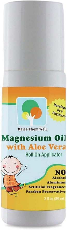 Raise Them Well Kids Magnesium Bundle – Magnesium Oil Roll-On with Aloe Vera Strawberry Chewable Multivitamin &amp Unflavored Mag-Go Powder | Calming Support Sleep Aid &amp Nutrient Boost for Chil