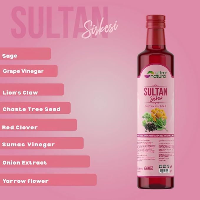 Ultra Natura Sultan Herbal Detox Vinegar – 16.9 fl oz (500ml) – Grape &amp Sumac Base with Herbal Blend – Natural Support for Digestion Detox &amp Metabolism – Made in Turkish