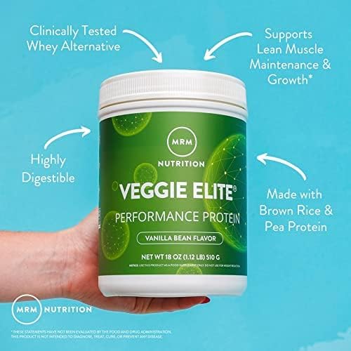 MRM Veggie Elite Performance Protein - Chocolate Mocha Plant-Based Powder 24g Protein per Serving with BCAAs &amp Digestive Enzymes Clinically Tested - Vegan Gluten-Free - 31 Servings