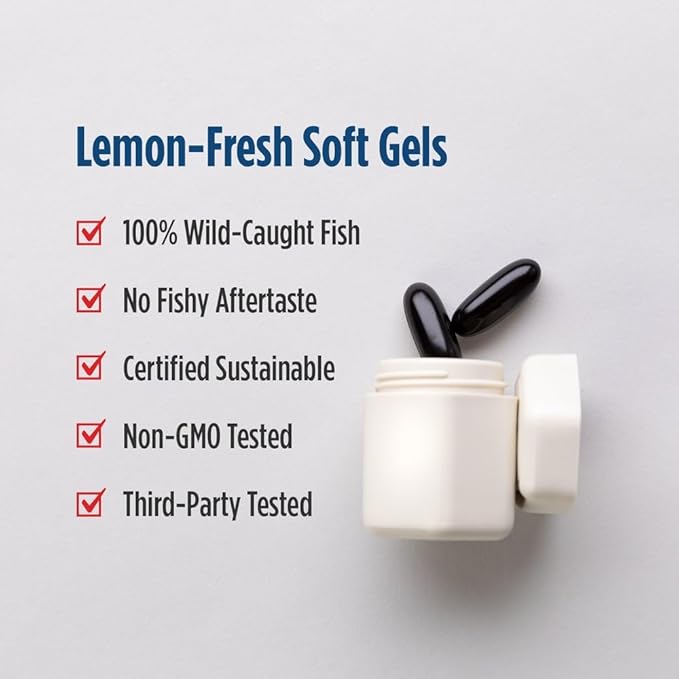 Nordic Naturals Ultimate Omega + CoQ10 Lemon - 120 Soft Gels - 1280 mg Omega-3 + 100 mg CoQ10 - Heart Health Cellular Energy Antioxidant Support - Non-GMO - 60 Servings
