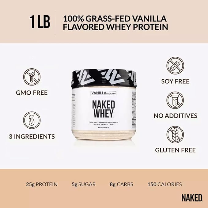 NAKED Grass Fed Protein Bundle: 1LB Casein and 1LB Vanilla Whey