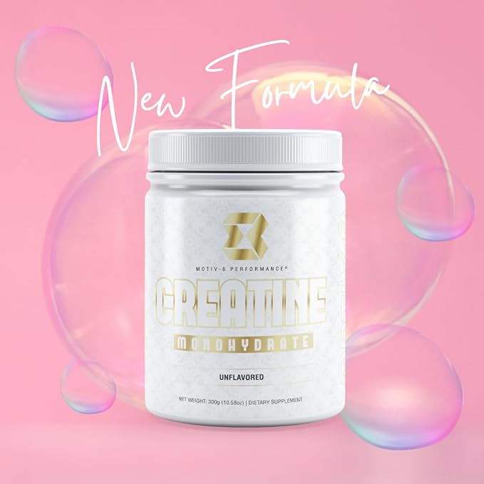 Motiv-8 Performance Pure Creatine Monohydrate Powder No Fillers Sodium or Sugar Supports Energy and Recovery (60 Servings Unflavored)