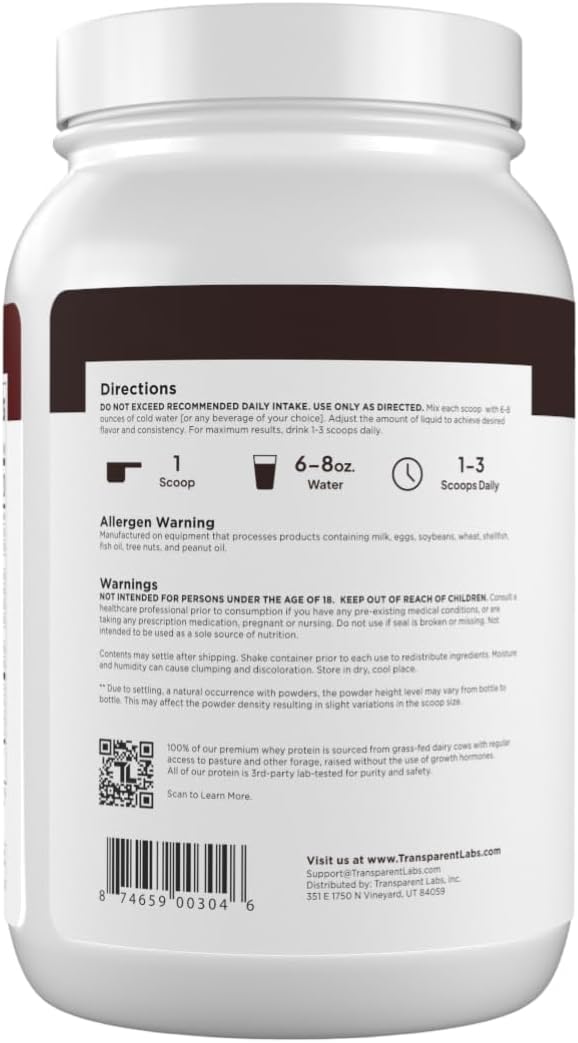 Transparent Labs Grass-Fed Beef Isolate Protein Powder – Naturally Flavored Dairy-Free Protein with 25g of Protein per Serving for Increased Recovery &amp Strength - 30 Servings Chocolate