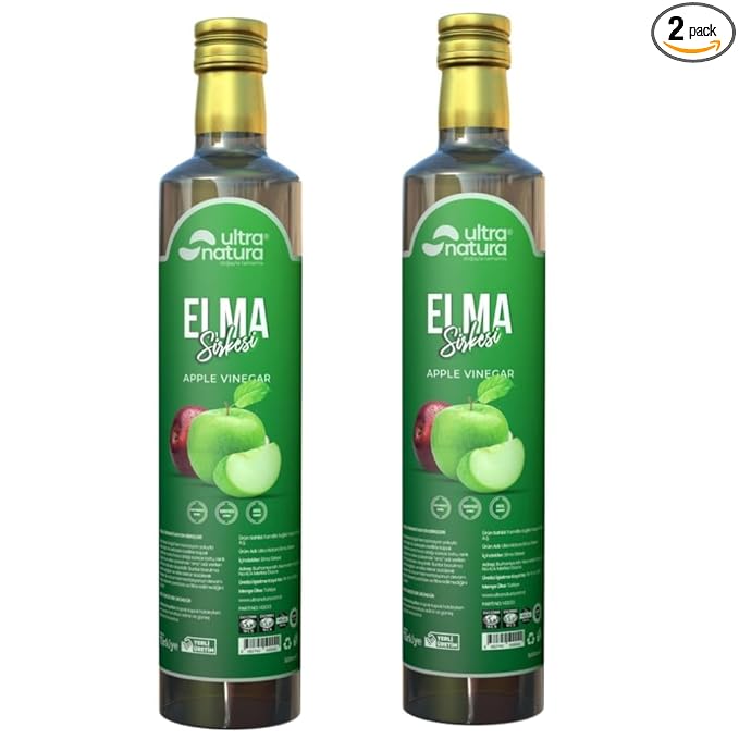 Ultra Natura Raw Apple Cider Vinegar – 16.9 fl oz (500ml) – Unfiltered Naturally Fermented Non-GMO – Supports Digestion Immunity &amp Detox – Made in Turkish PACK OF 2