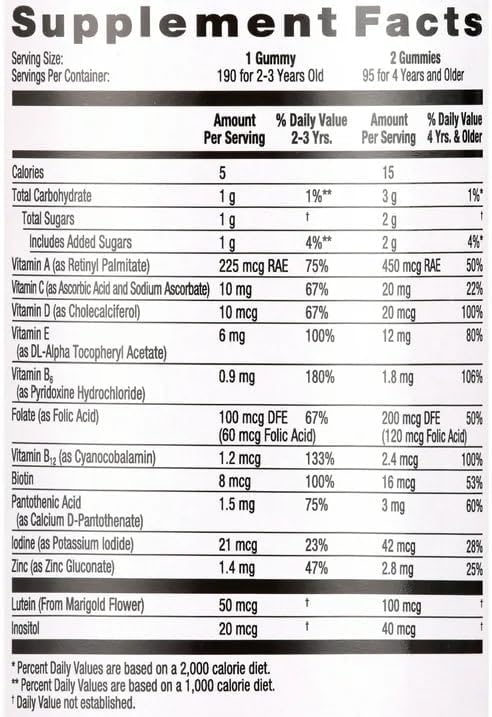 Equate Kids Multivitamin Gummies Natural Fruit Flavors 190 Count (Pack of 1) Sticker