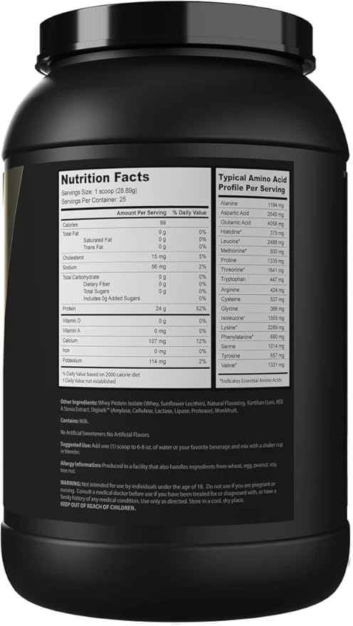 Vyotech Whey Protein Isolate | Naturally Sweetened with Monkfruit | 24g Protein | Zero Carb Sugar-Free Keto-Friendly Gluten-Free Soy-Free &amp Non-GMO | 25 Servings | 1.7 LBS | Vanilla Flavor
