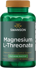 Swanson Magnesium L-Threonate Brain and Cognitive Health Supplement for Professionals Seeking Mental Clarity - 96 mg Magnesium per Serving (90 Vegan Capsules)