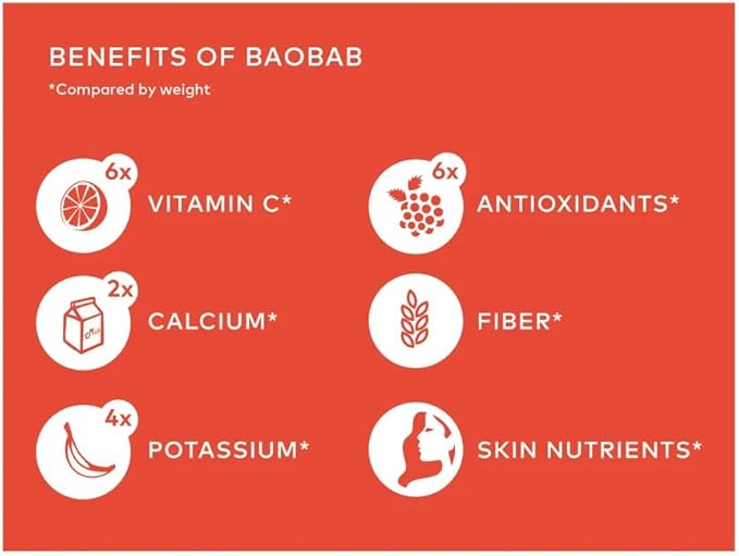KAIBAE Premium Organic Baobab Powder | Prebiotic Fiber Superfood for Gut &amp Metabolic Health | Vitamin C + Polyphenols | Gluten-Free Non-GMO Vegan | 8 oz.