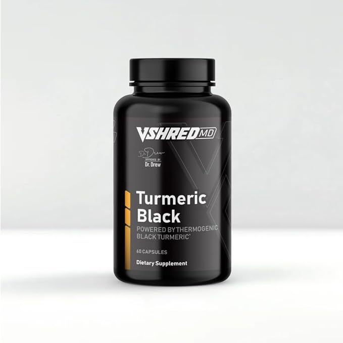 V Shred MD Turmeric Black – Dr. Drew Approved Joint &amp Wellness Support – Formulated with Curcumin &amp BioPerine – Supports Healthy Aging Mobility &amp Recovery – 60 Capsules