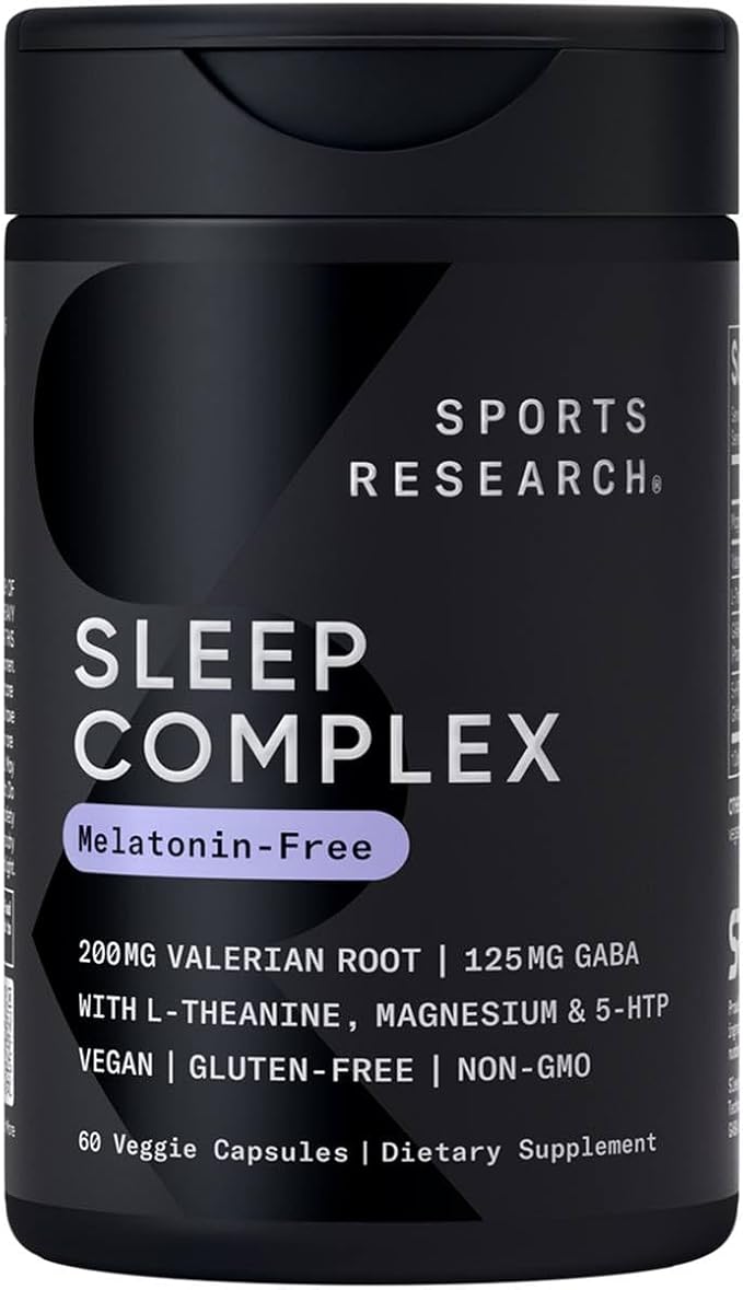 Sports Research De-Stress &amp Sleep Bundle - Melatonin-Free Sleep Complex Double Strength L-Theanine Supplement and 160 mg Chelated Magnesium Glycinate for Focus Relaxation &amp Sleep Support