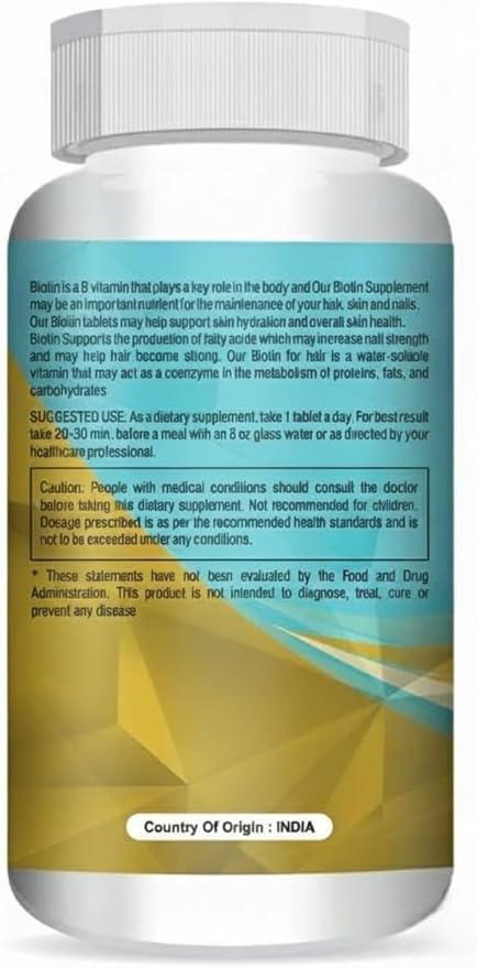 SS Biotin 30mcg Supplement for Hair Growth Strong Hair and Glowing Skin Fights Nail Brittleness 90 Tablets