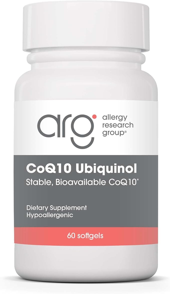 Allergy Research Group CoQ10 Ubiquinol - Delivers 100 mg CoQ10 - Supports Cellular Energy Production Antioxidant Activity &amp Heart Wellness - 60 Servings - 60 Vegetarian Capsules