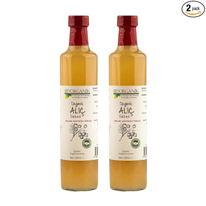Hawthorn Vinegar 500ml (16.9 fl oz) - Traditionally Fermented Fruit Vinegar in Glass Bottle - No Added Sugars or Preservatives - Pack Of 2