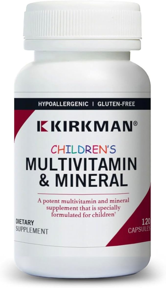 Kirkman - Children’s Multivitamin &amp Mineral Capsules - 120 Capsules - Potent Broad Spectrum Vitamin/Mineral Supplement - with Coenzyme Q-10 - No Artificial Colors or Flavors