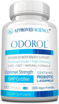 Approved Science Odorol - 180 Capsules - Freshen Bad Breath and Body Odor - Contains L.acidophilus Green Tea Magnolia Bark Peppermint Oil and Fennel - Pack of 1