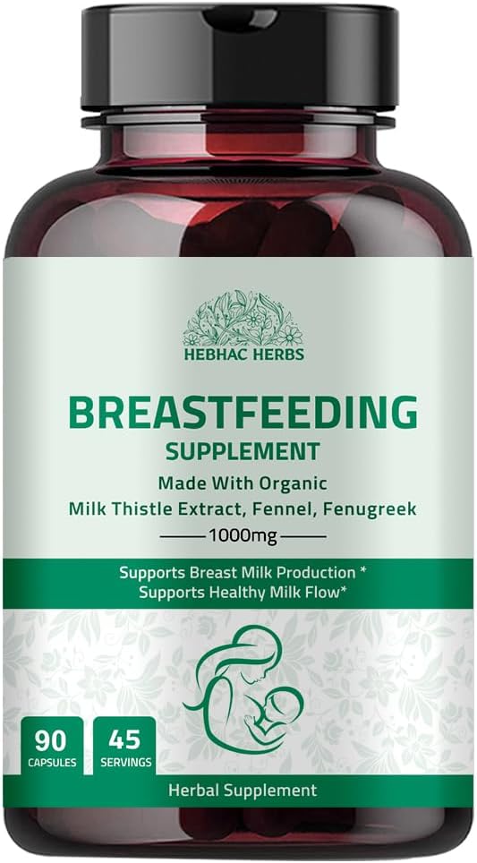 Breastfeeding Supplement - Support Increase Milk Supply with Fenugreek Fennel and Milk Thistle - Lactation Support Supplements for Supports Healthy Breast Milk Production 90 Capsules